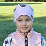 Korunka zlatý puntík na růžové vel. 42 (obvod hlavy 41-44 cm)