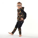 Klasické tepláky černé s přestřižením zelené traktory vel. 110