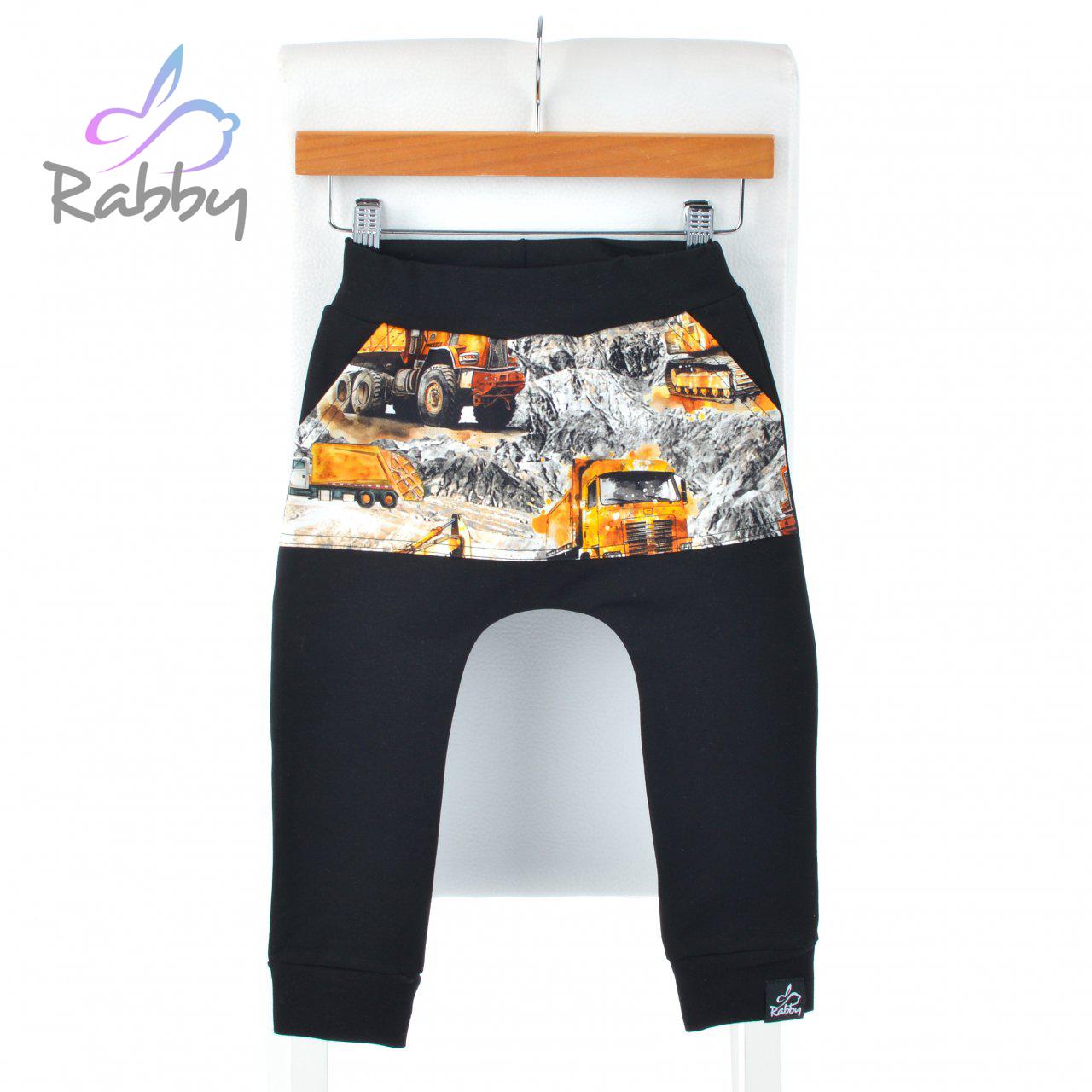 Baggy tepláčky černé s kapsou bagry vel.  98