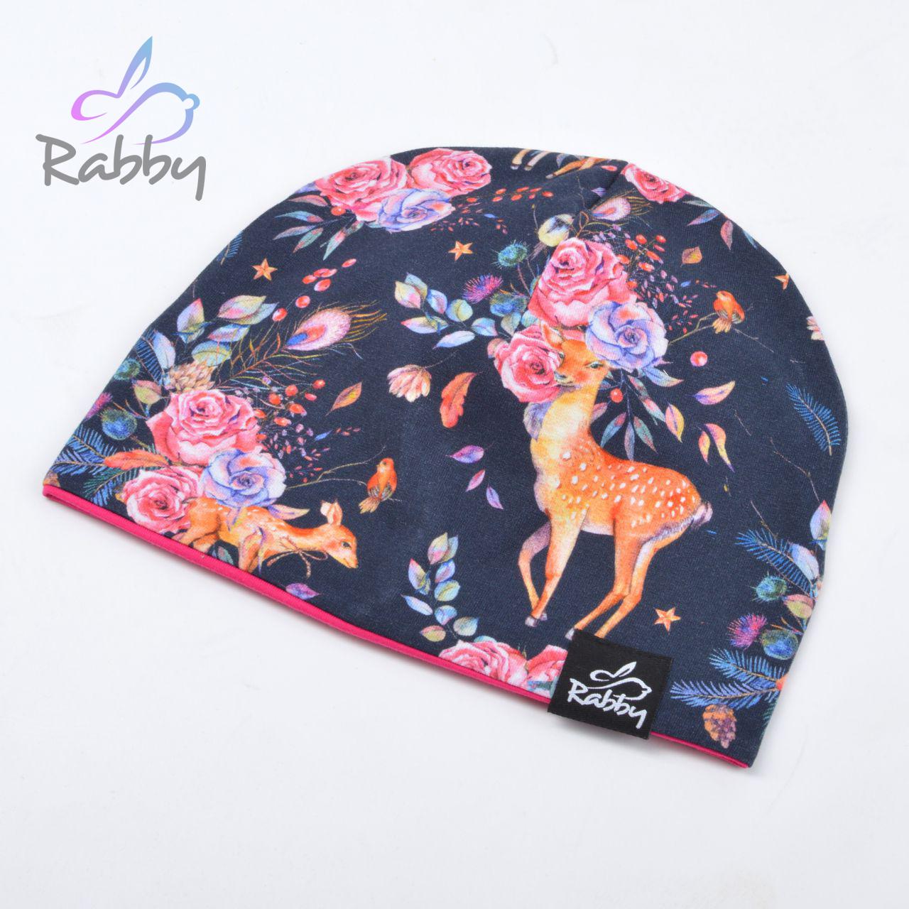 Klasická čepice srnky na modré vel. 46 (obvod hlavy 45-58 cm)