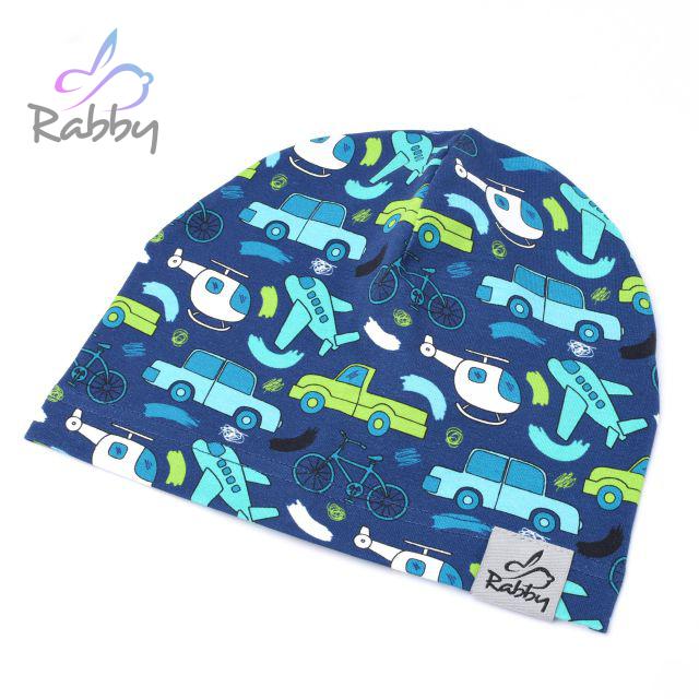 Jednovrstvá klasická čepice auta a letadla vel. 46 (obvod hlavy 45-48 cm)