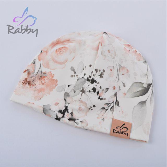 Klasická čepice meruňkové květy vel. 46 (obvod hlavy 45-48 cm)