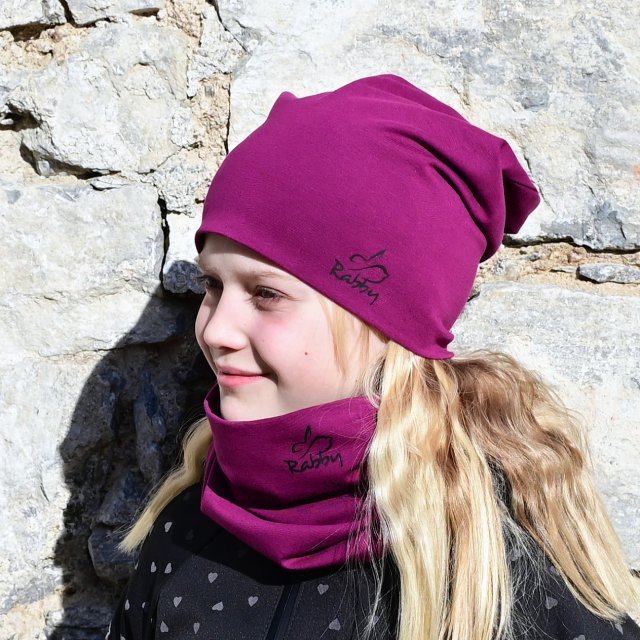 Set homeless čepice a nákrčníku fuchsiová vel. 48 (obvod hlavy 47-50 cm)