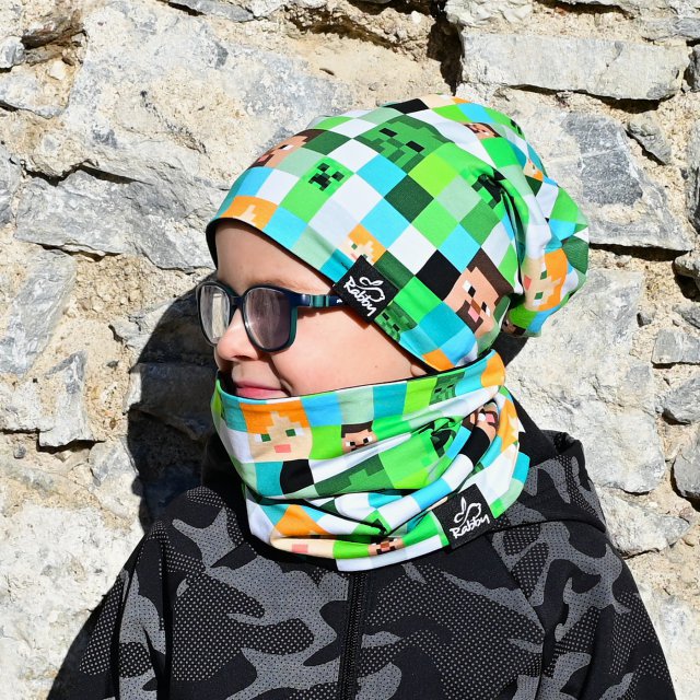 Set homeless čepice a nákrčníku kostičky vel. 48 (obvod hlavy 47-50 cm)