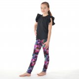 Legíny dívčí burgundské květy vel. 98