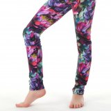 Legíny dívčí burgundské květy vel. 146