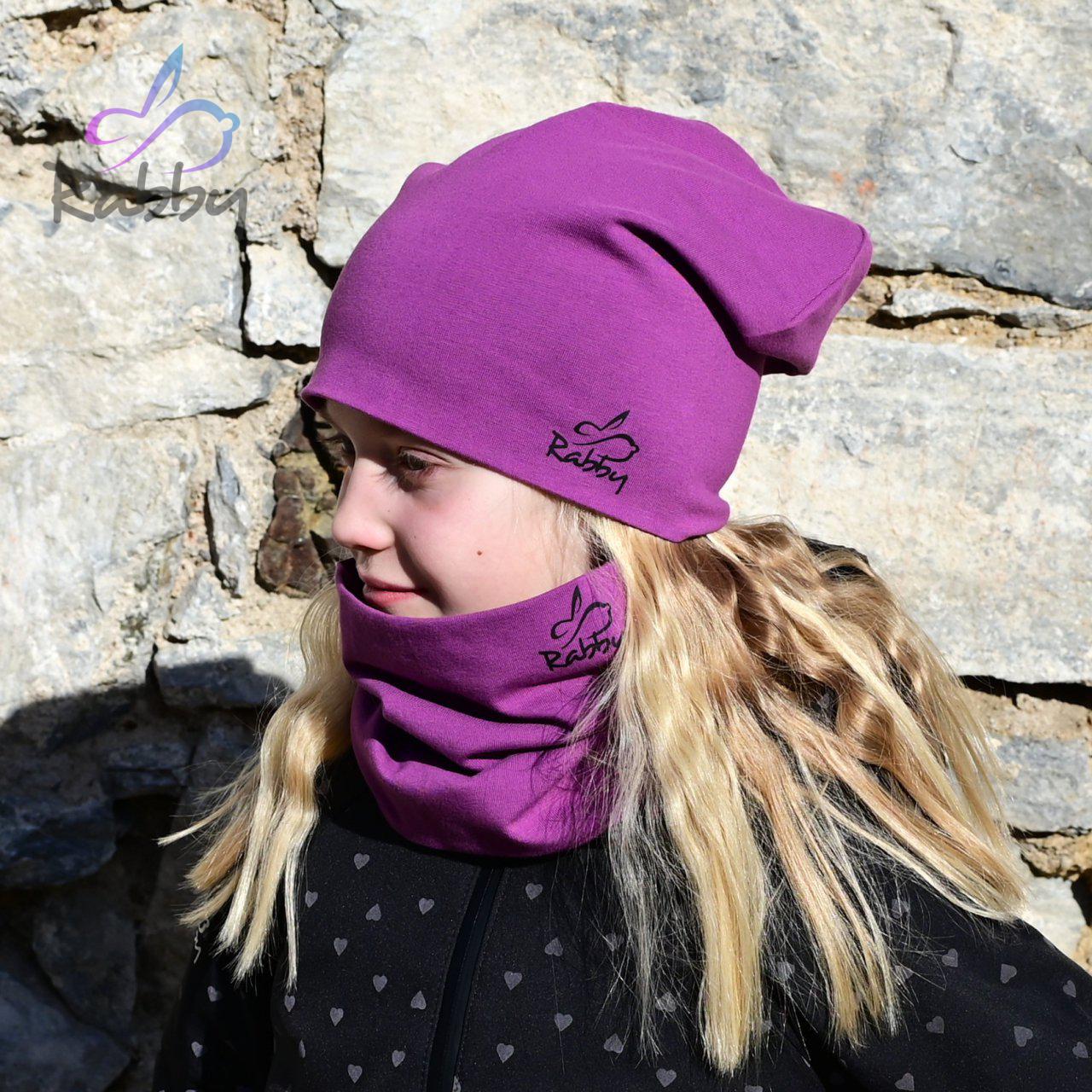 Set homeless čepice a nákrčníku fialová vel. 54 (obvod hlavy 53-56 cm)