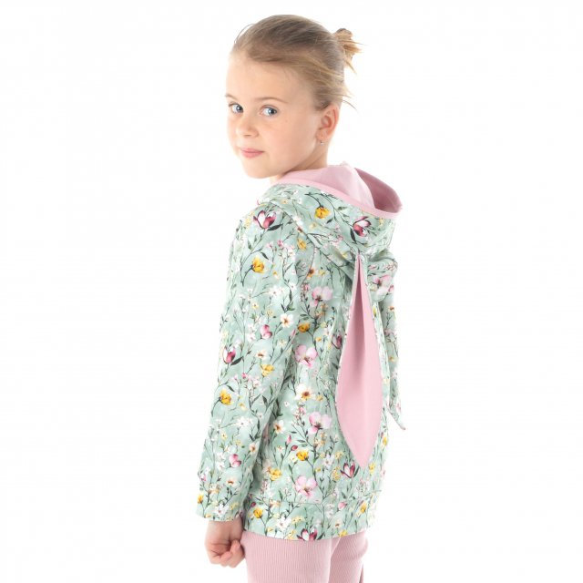 Mikina s oušky kvítka na zelené vel.  86