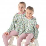 Mikina s oušky kvítka na zelené vel. 110