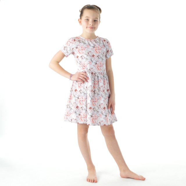 Šaty řasené meruňkové květy vel. 80