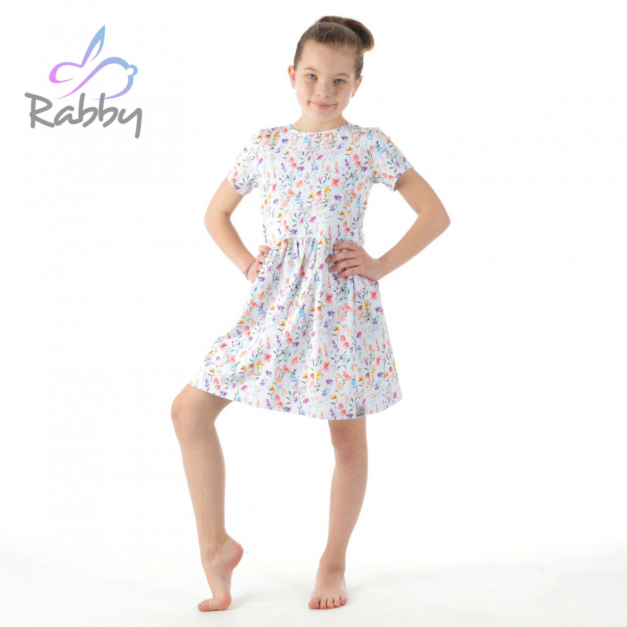 Šaty řasené pestré kvítky vel. 80