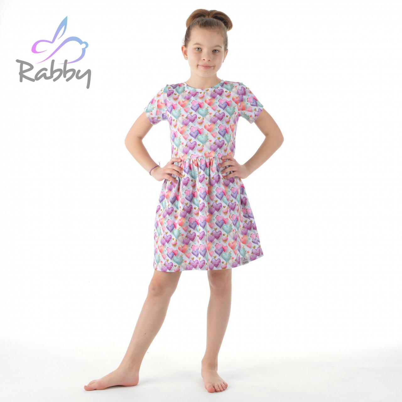 Šaty řasené srdíčka vel. 140