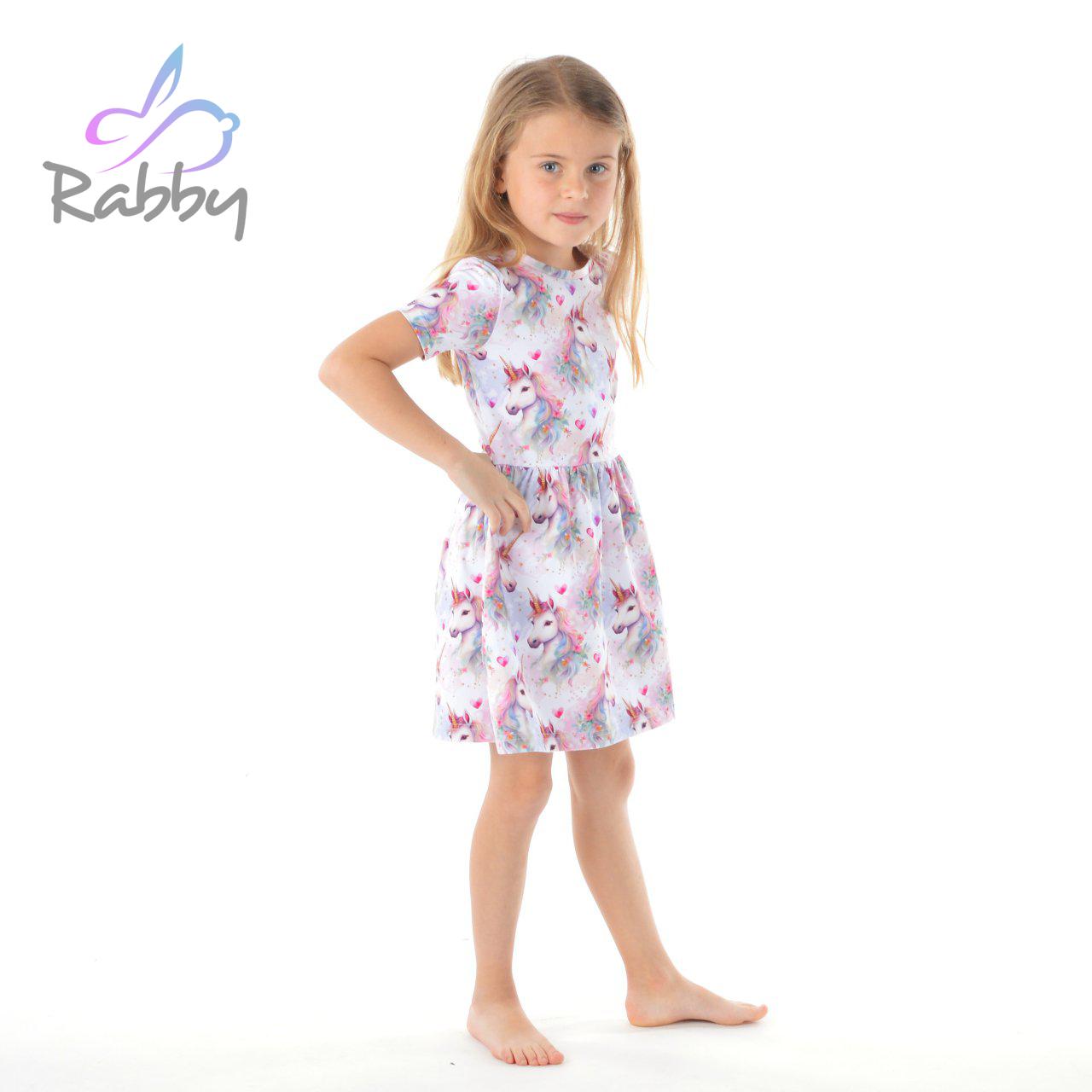 Šaty řasené jednorožec vel. 128