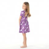 Šaty řasené jednorožec na fialové vel.  86