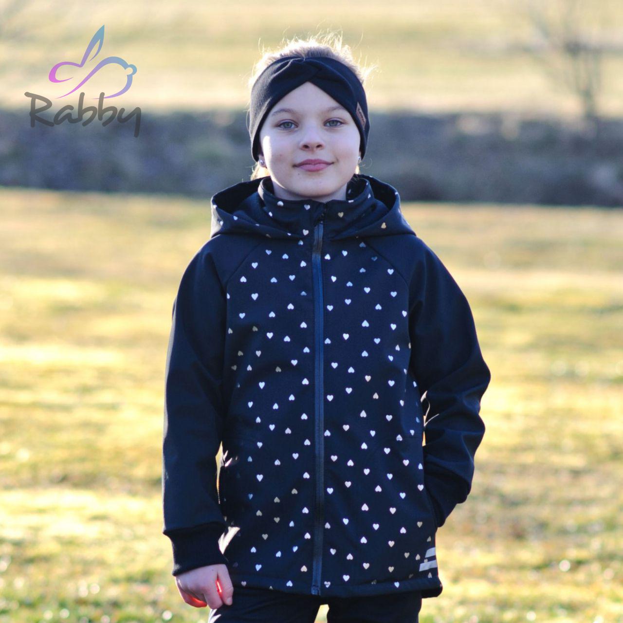 Softshellová bunda zlatá srdíčka na černé vel. 152