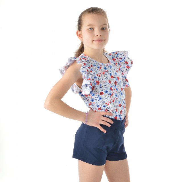 Tričko s volánovým rukávem kvítečky vel.  86