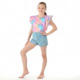 Tričko s volánovým rukávem pastelový mramor vel.  92