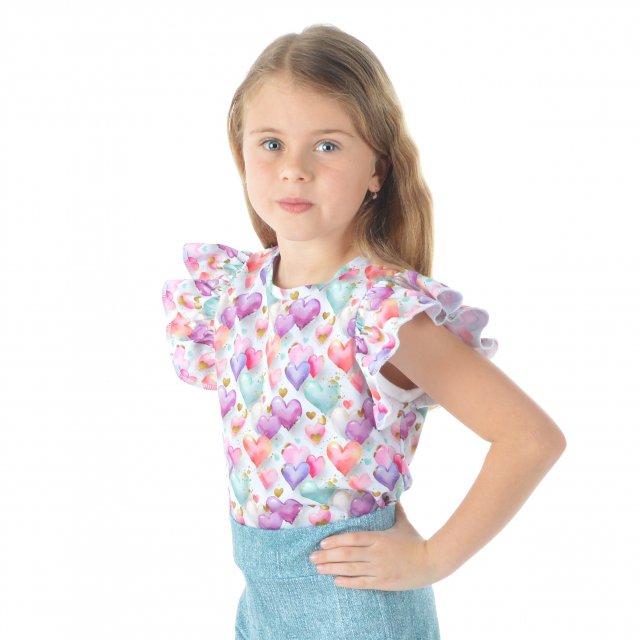 Tričko s volánovým rukávem srdíčka vel.  98