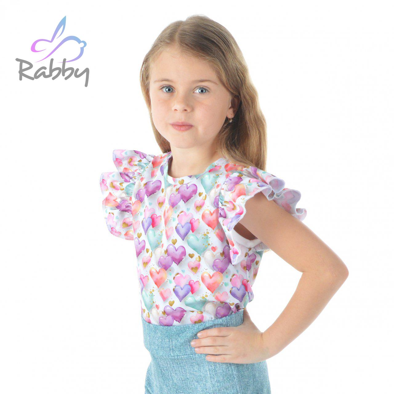 Tričko s volánovým rukávem srdíčka vel. 134
