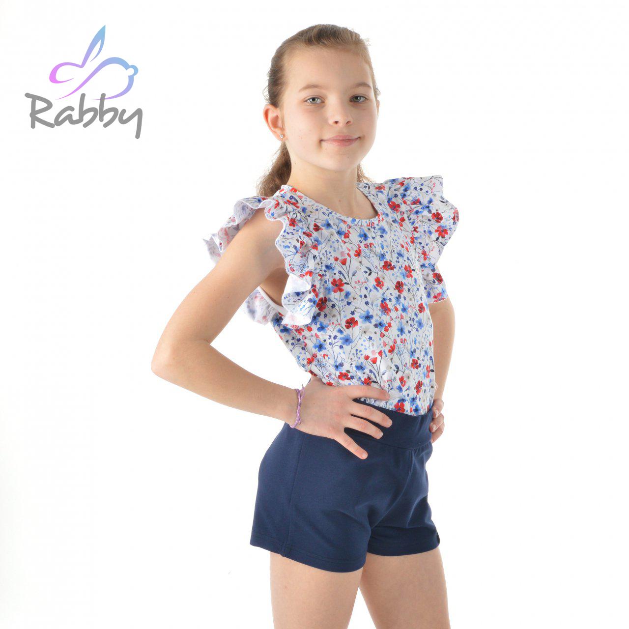 Tričko s volánovým rukávem kvítečky vel. 116