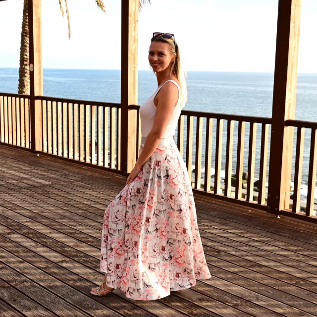 Dámská sukně dlouhá meruňkové květy vel. XS