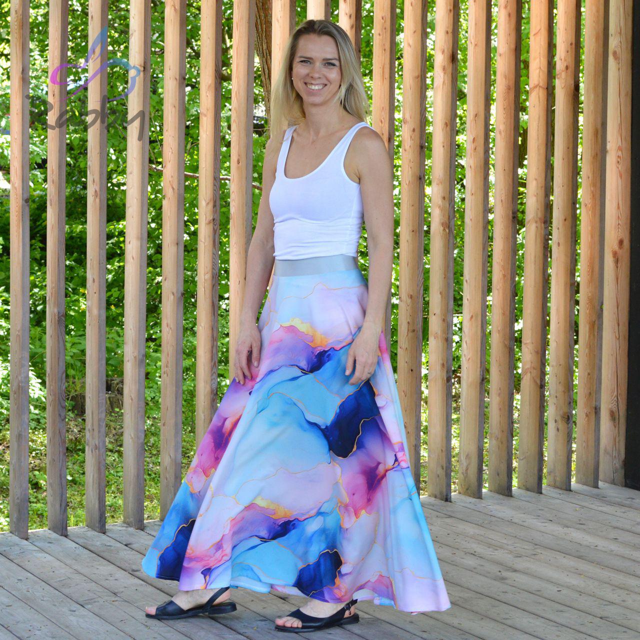 Dámská sukně dlouhá duhový mramor vel. XL