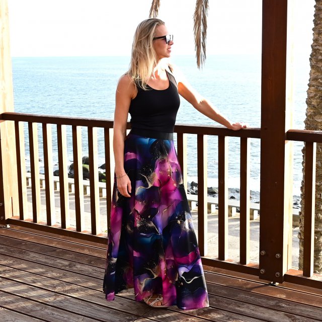 Dámská sukně dlouhá zlatý mramor vel. XS