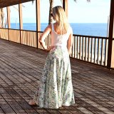 Dámská sukně dlouhá kvítka na zelené vel. XL