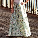 Dámská sukně dlouhá kvítka na zelené vel. XL