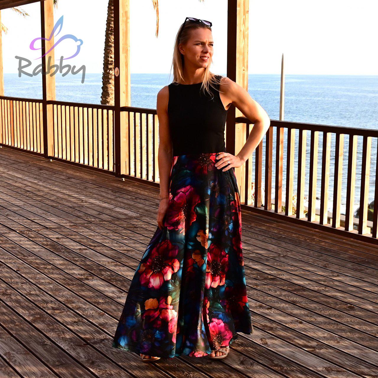 Dámské šaty dlouhé velké květy vel. XS