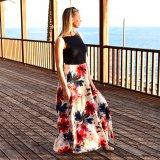 Dámské šaty dlouhé červené květy vel. XS