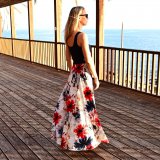 Dámské šaty dlouhé červené květy vel. S