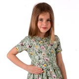 Šaty řasené kvítka na zelené vel.  80