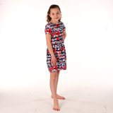 Šaty řasené červené květy vel. 146