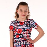 Šaty řasené červené květy vel. 146